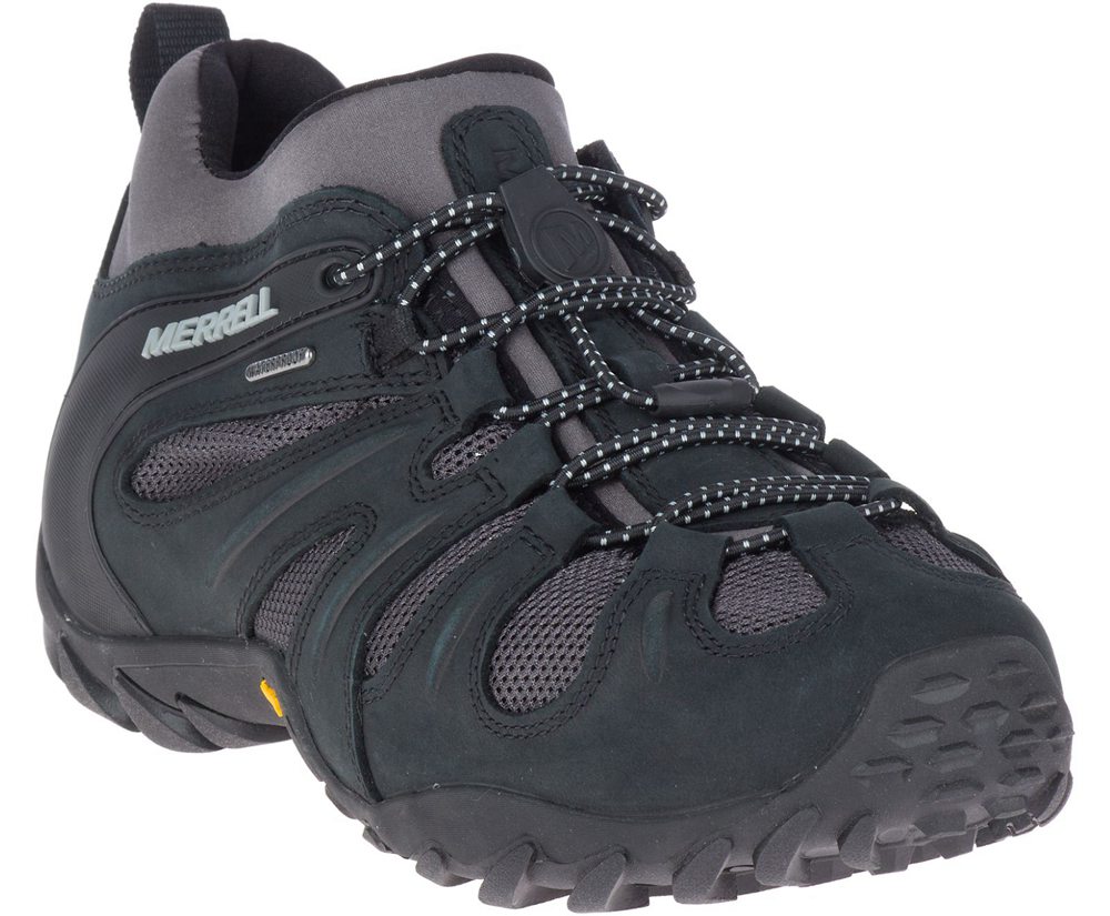 Buty Trekkingowe Merrell Męskie Czarne/Szare - Chameleon 8 Stretch Waterproof - 946312-FVJ